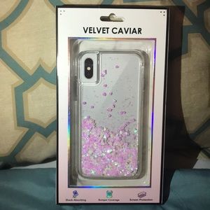 iPhone x Holographic Hearts Dual Glitter Case